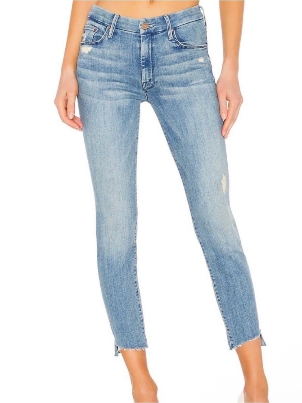 Mother The Looker Ankle Step Fray Jeans Where There's Smoke Size 30